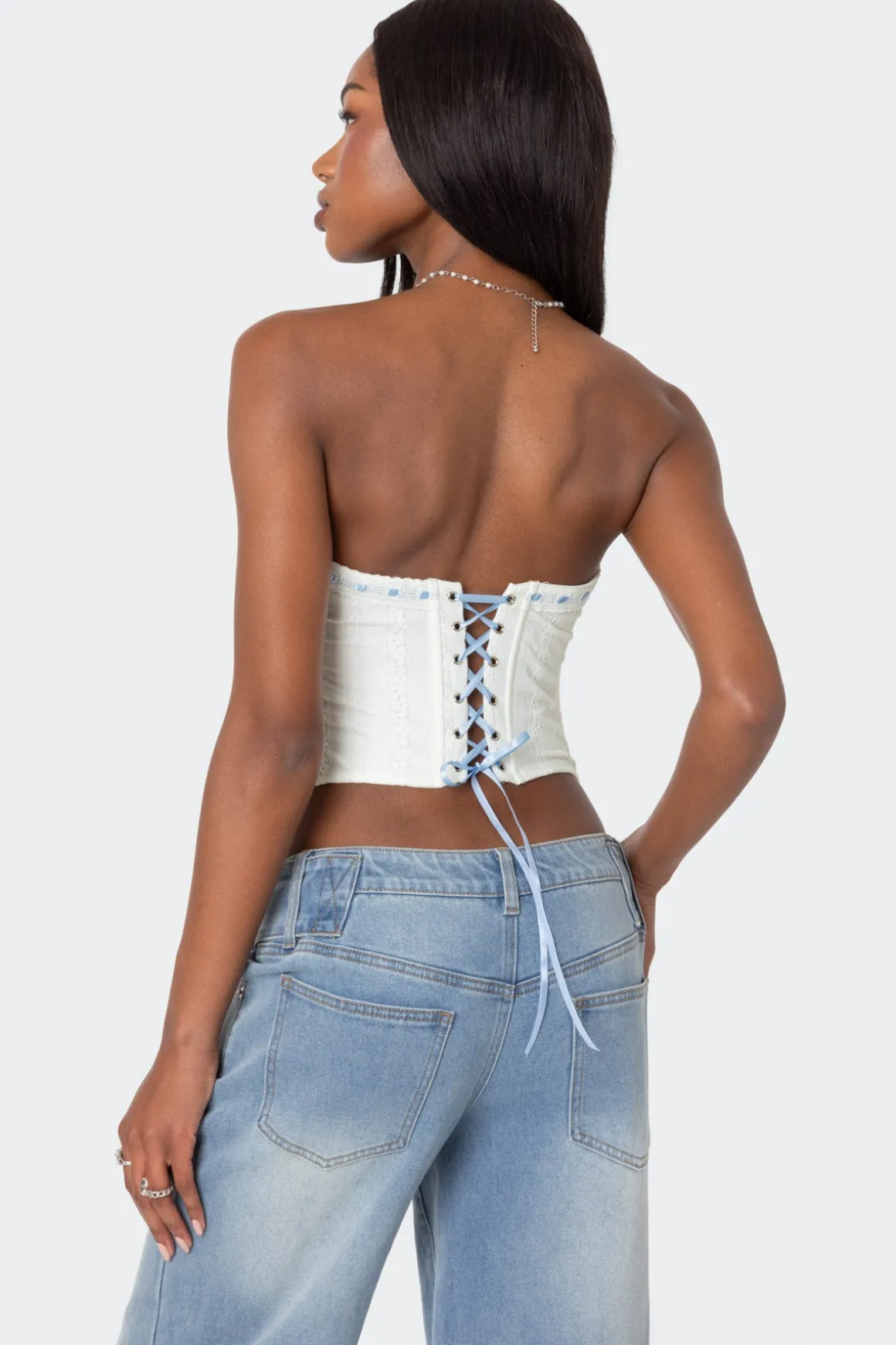 Mist Lacey Ribbon Corset