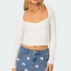Misty Scoop Neck Ribbed Top