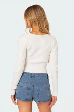 Misty Scoop Neck Ribbed Top