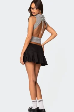 Mock Neck Open Back Top