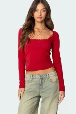 Mora Lace Trim Ribbed T Shirt