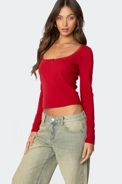 Mora Lace Trim Ribbed T Shirt