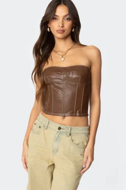 Moss Faux Leather Lace Up Corset