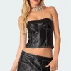 Moss Faux Leather Lace Up Corset