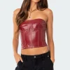 Moss Faux Leather Lace Up Corset