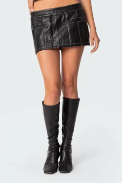Moss Faux Leather Mini Skort