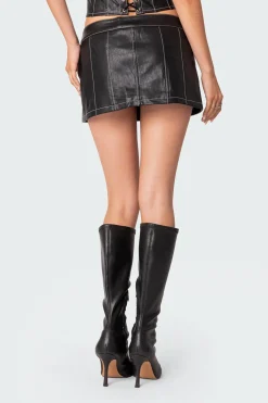 Moss Faux Leather Mini Skort