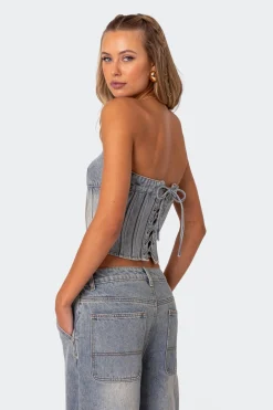 Myla Washed Denim Corset