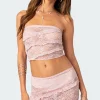 Myra Sheer Lace Ruffle Tube Top