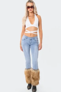 Nahla Low-Rise Faux Fur Jeans