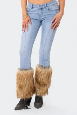 Nahla Low-Rise Faux Fur Jeans