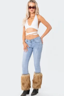 Nahla Low-Rise Faux Fur Jeans