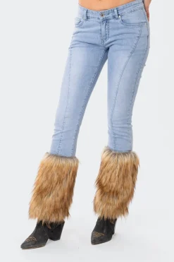 Nahla Low-Rise Faux Fur Jeans