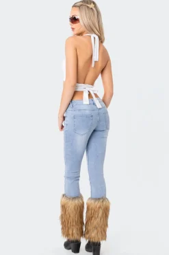Nahla Low-Rise Faux Fur Jeans