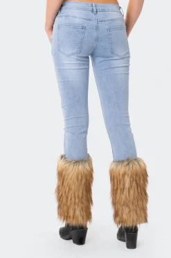Nahla Low-Rise Faux Fur Jeans