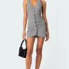 Narissa Gingham Open Back Mini Dress