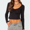 Nat Ruched V Neck Top