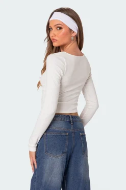 Nat Ruched V Neck Top