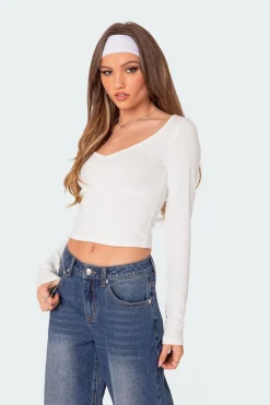 Nat Ruched V Neck Top