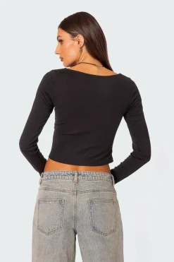Nat Ruched V Neck Top