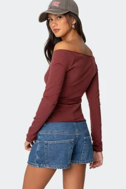 Nattie Off Shoulder V Neck Top