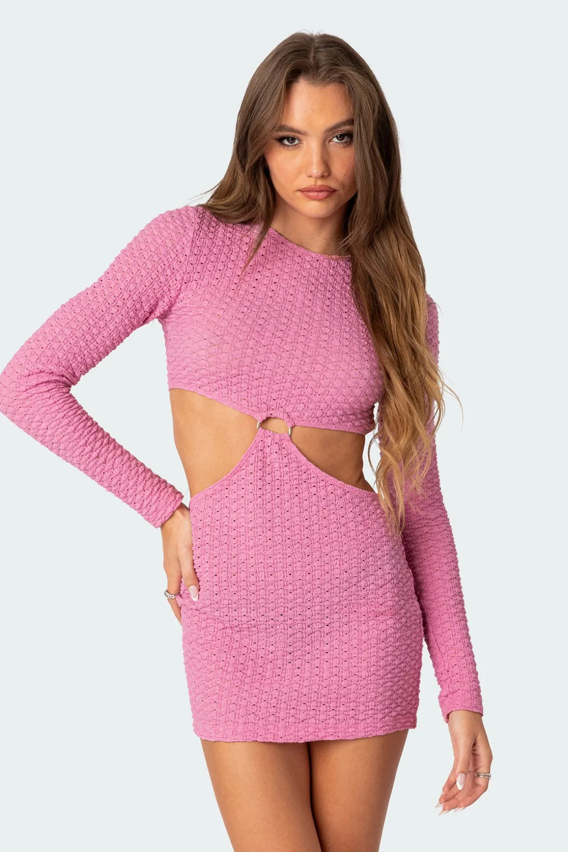 Nekita Textured Cut Out Mini Dress