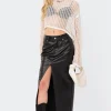 Neli Faux Leather Slitted Maxi Skirt