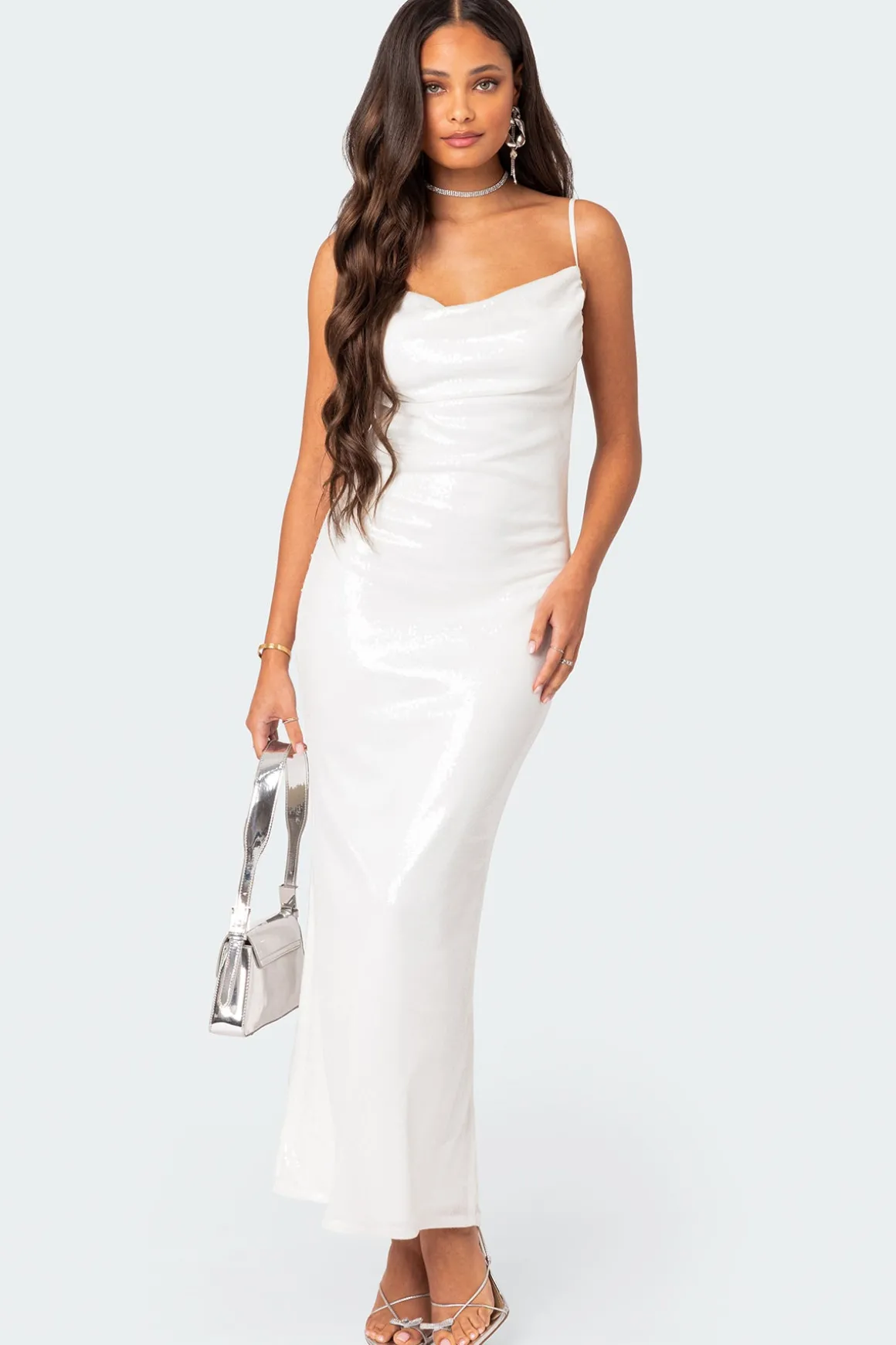 Nellie Sequin Open Back Maxi Dress