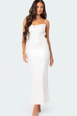Nellie Sequin Open Back Maxi Dress