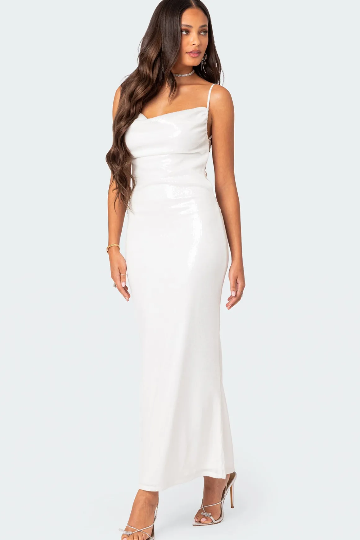 Nellie Sequin Open Back Maxi Dress