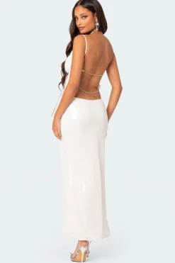 Nellie Sequin Open Back Maxi Dress
