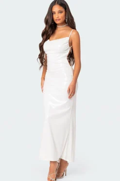 Nellie Sequin Open Back Maxi Dress