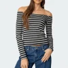 Nelligan Striped Off Shoulder Top