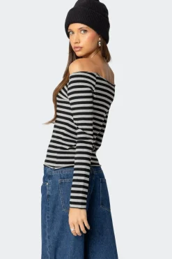 Nelligan Striped Off Shoulder Top