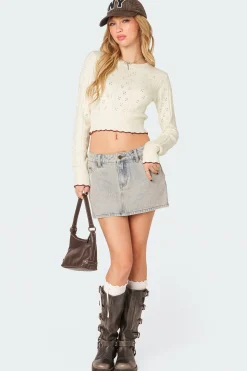 Nelly Embroidered Knit Crop Top