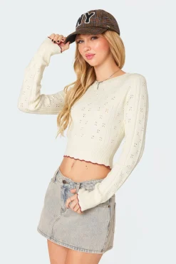 Nelly Embroidered Knit Crop Top