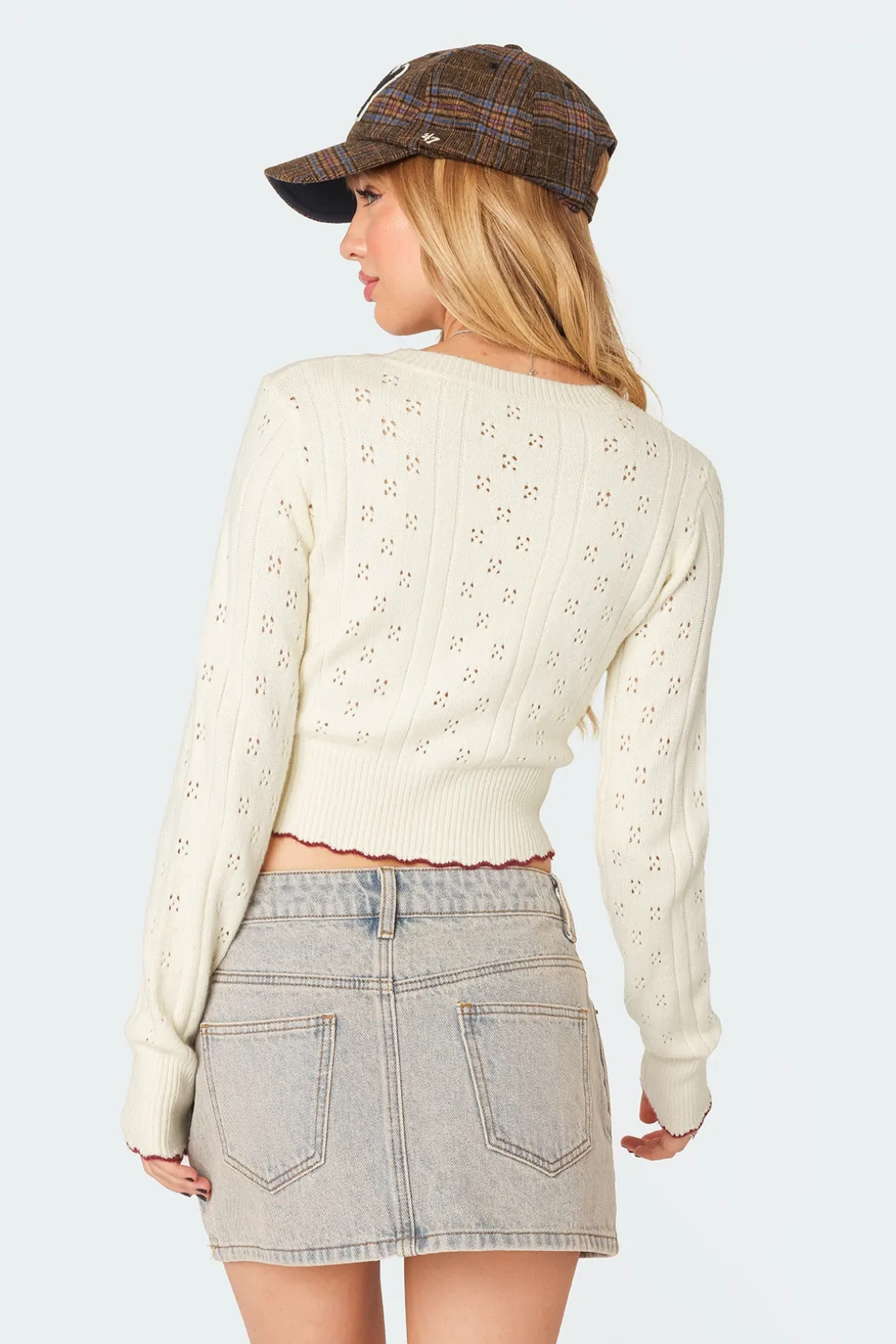 Nelly Embroidered Knit Crop Top