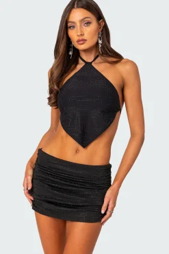Neomi Rhinestone Open Back Top