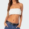 Nia Ruffled Eyelet Bandeau Top