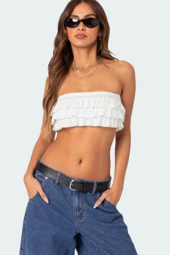 Nia Ruffled Eyelet Bandeau Top
