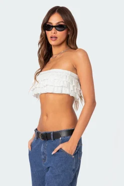 Nia Ruffled Eyelet Bandeau Top