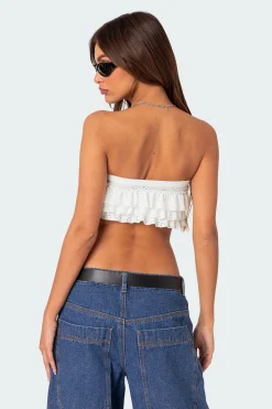 Nia Ruffled Eyelet Bandeau Top