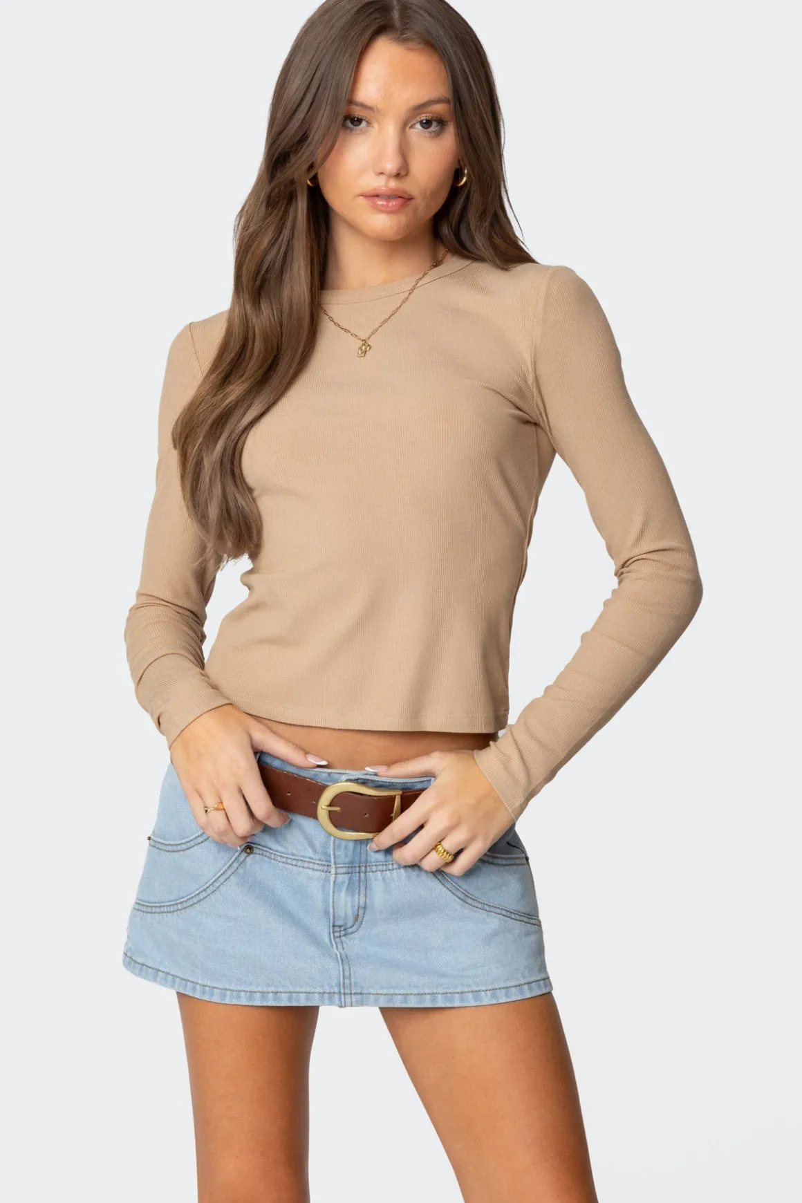 Nicky Ribbed Long Sleeve T Shirt