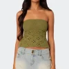 Niki Crochet Strapless Top