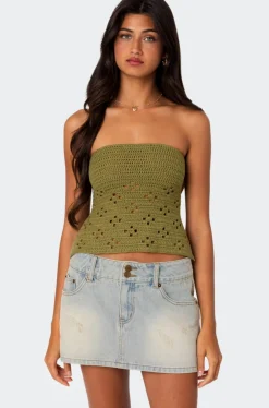 Niki Crochet Strapless Top