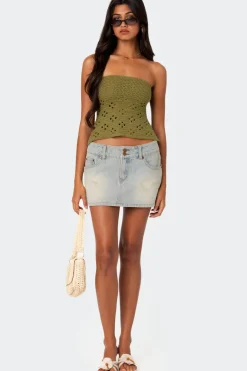 Niki Crochet Strapless Top