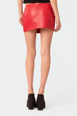 Noa Low Rise Faux Leather Micro Skirt