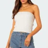 North Cable Knit Strapless Top