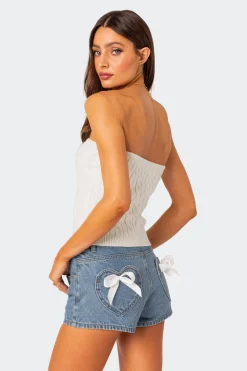 North Cable Knit Strapless Top