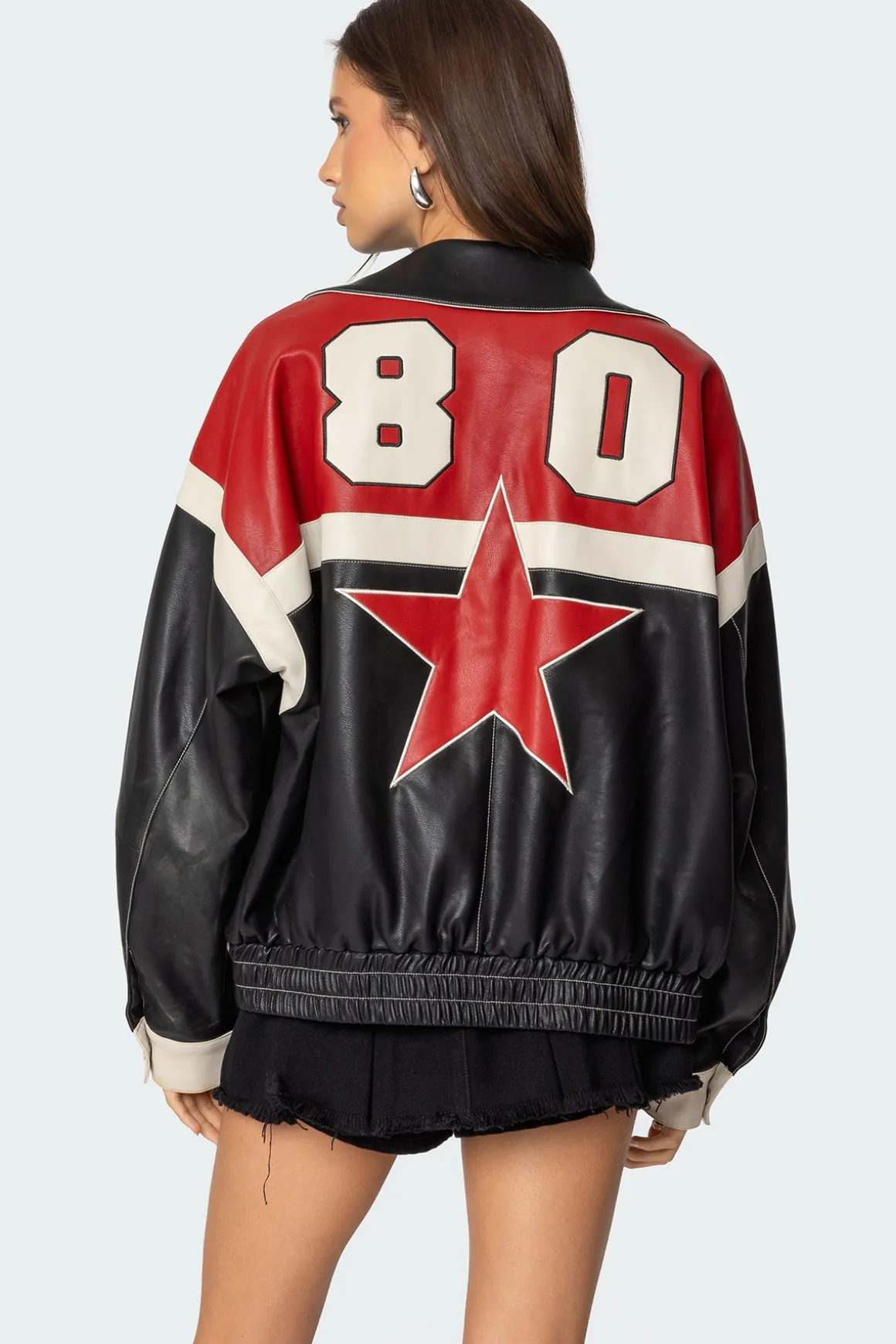 North Star Faux Leather Jacket